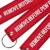 Em Estoque Amazon Bordado Fundo Preto Fundo Vermelho Texto Branco Remoção da Etiqueta Pré-Voo Chaveiro Venda Quente Transfronteiriça Mesmo Estilo