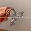 Presilha Garra de Cristal Strass Estilo Coreano para Mulheres, Adequada para Penteados de Coque, Presilha Tubarão com Design Elegante, Acessório de Prendedor para Rabo de Cavalo Alto