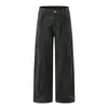 Calça masculina reta solta estilo retrô americano, marca da moda, com design vazado e plissado, calça larga casual desgastada