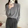 Suéter de Punto Blanco para Mujer, Nuevo Estilo Coreano Otoño e Invierno, Corte Holgado para Figuras Pequeñas, Cuello Semi Alto, Adecuado para Usar Afuera o como Capa Base, Venta al por Mayor
