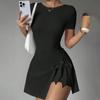 Nuevo Vestido Deportivo de Dos Piezas Falsas Anti-reflejos Ajustado con Tirantes Adelgazantes Casual Fitness Espalda Bonita Vestido de Yoga Tenis