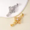 Hebilla de collar de perlas giratoria de flor de circonio incrustada de alta retención de color, chapada en cobre, oro de 18 quilates, accesorios de joyería DIY de alta gama