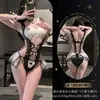 Lencería de Encaje Erótico de Sirvienta Tentación Deseo Puro Pecho Pequeño Hace Más Grande Uniforme Transparente Pasión Fácil de Quitar Coqueteo Lencería Erótica