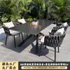 Conjunto de Mesa e Cadeiras de Alumínio Liga de Alumínio Ardósia para Exterior Nórdico Pátio Jardim Varanda Simples ao Ar Livre Mesa e Cadeiras de Lazer