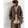 Cardigan de Tricô de Botão Único Estilo Japonês Amazon Transfronteiriço para Homens e Mulheres, Jaqueta Versátil Casual Solta Suéter de Comércio Exterior