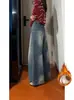 Jeans de Pierna Ancha Talla Plus para Mujer, Nuevo Estilo de Primavera, Corte Holgado, Favorecedores para Figuras Curvilíneas, Pantalones Rectos de Cintura Alta