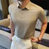 Nueva Camisa Polo de Manga Corta para Hombre Verano 2026, Nylon de Lujo Ligero Alta Elasticidad Seda de Hielo Delgada de Negocios Secado Rápido Camiseta para Hombre