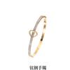 Pulsera de Acero de Titanio para Mujer, Diseño Transfronterizo de Moda con Diamantes, Simple y Elegante, Pulsera Ajustable de Corazón de Amor, Joyería de Estilo Europeo y Americano