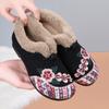 Sapatos de Algodão Old Beijing Processados e Personalizados para Mulheres, Bolsas Bordadas e Saltos, Sapatos Peludos para Meia-Idade e Idosos, Sapatos de Mãe Estilo Étnico Quentes e Confortáveis