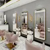 Espejo Estación de Barbería Famoso en Internet de Moda, Espejo para Salón de Peluquería, Dedicado para Cortar el Cabello, con Luces LED, Montado en Pared, Unilateral, Diseño Simple