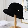 Sombrero de Cubo Redondo Pequeño Simple y Versátil con Logo para Salidas de Otoño, Protección Solar, Adelgazamiento Facial, Sombrero de Pescador Casual y Versátil