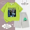 Ação Delta: Poderoso Dragão Guardando o Céu - Conjunto de Camisetas Infantis de Manga Curta 100% Algodão para Meninos Rosa Dourado Sem Nome para o Verão