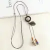 Collar Cerámico Simple Bohemio Largo Nuevo Chinoiserie Nicho Versátil Cadena de Cuerda de Cera Tejida a Mano Cadena para Suéter