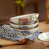 Louça de Mesa Cerâmica de Alta Temperatura Esmaltada por Baixo de Jingdezhen, Tigelas Coloridas, Tigelas de Cerâmica Retrô, Tigelas de Arroz Estilo Chinês, Tigelas para Macarrão, Tigelas para Sopa, Tigelas para Sobremesa