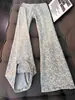 Jeans jacquard de ajuste cómodo con estrellas completas para hombre, pantalones lavados de alta gama para primavera, jeans acampanados estilo americano tie-dye