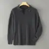 Suéter Fino de Caxemira para Outono e Inverno com Caimento Solto e Gola Estreita para Homens, Suéter de Lã, Tricô