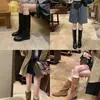 Botas de tacón de plataforma para mujer, estilo Grape Mom, altura 3 cm, punta redonda, versátiles, adelgazantes, de media pantorrilla, botas altas hasta la rodilla