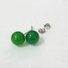 Pendientes de Plata S925 con Ágata Natural para Mujer Pendientes Sencillos de Perlas Redondas Pendientes Retro de Calcedonia Roja y Verde Ojo de Gato Transfronterizo