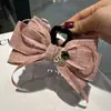 Pasador de Tela Parche con Lazo para el Cabello de Mujer Malla de Encaje Dongdaemun Estilo Dulce para la Parte Trasera de la Cabeza Pinza de Agarre de 13 CM Tocado en Vivo