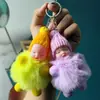Nuevo llavero de peluche con colgante de muñeco de peluche de conejo perezoso de imitación, joyería bonita hecha a mano en stock, cabello rápido