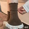 Calcetines blancos de tripulación para mujer, estilo primavera y otoño, algodón puro, longitud hasta la mitad de la pantorrilla, estilo coreano, con encaje y lunares, perfectos para combinar con sandalias Birkenstock