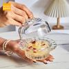 Cuenco de golondrinas estilo chino Mesoma, cuenco plateado para las orejas, de cristal con tapa, transparente, para postres, frutas, helados, cuenco pequeño para sopa