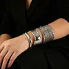 Comercio Exterior Moda Europea y Americana Transfronterizo Brillantes Boca Ancha Apilables Pulseras para Mujer Modernas Personalizadas Metálicas Statement Pulseras Venta al por Mayor
