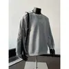 Moletom funcional de outono com zíper lateral e gola redonda para homens, apresentando um design único, corte solto, blusa casual de manga longa, camiseta de marca moderna