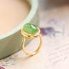 Anillo Xirui de plata de ley S925 chapado en oro con jade Hetian natural, superficie de huevo de jade, moda nacional, estilo antiguo, temperamento creativo, anillo para mujer