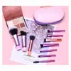 Em Estoque Transfronteiriço Conjunto Mini de 10 Pincéis de Maquiagem com Tubos de Alumínio Coloridos em Degradê, Conjunto Completo de Pincéis para Pó e Sombras, Ferramentas de Beleza para Atacado