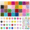 Set de Perlas Artificiales Perforadas Sueltas DIY Coloridas Redondas de ABS Materiales para Joyería Accesorios Caja de 24/28 Compartimentos