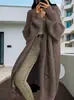 Suéter Nuevo Transfronterizo Europeo y Americano Color Sólido Tejido Casual Cardigan de Manga Larga Chaqueta de Bolsillo Holgada de Longitud Media Transfronteriza para Mujer