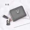 Cartera corta popular para mujer de comercio exterior, bolso con cremallera y borla de oso lindo japonés y coreano, monedero de dibujos animados para niñas