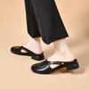 Chinelos Baotou Femininos Roupa Externa 2025 Verão Novo Estilo Coreano Casual Preguiçoso Chinelos de Encaixe Fundo Plano Bico Redondo Confortáveis Sandálias Vazadas