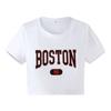 Camiseta de Manga Corta Ajustada con Estampado de Letras Moderno de Estilo Urbano Europeo y Americano para Mujer, Verano, Nuevo Estilo