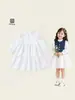 Primavera/Otoño 2026 Nuevo Vestido Blanco para Niñas Mangas Abullonadas Cuello Alto Vestido Camisa Ropa Interior Camisa de Muñeca Ropa Elegante para Niños