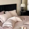 Estilo Retro Old Money de los 50s Juego de Cuatro Piezas Jacquard 100% Algodón Funda Nórdica de Borde Ancho Sábana Bajera Cama de Tacto de Alta Gama