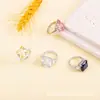 Anillos de Piedras Preciosas de Colores Transfronterizos para Mujer, Versátiles y de Alta Gama, Anillos para Mujer con Diamante Imitación Cuadrado de Color de Gran Quilate, Stock Listo del Fabricante