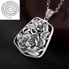 Plata Pura S990 Flor de Peonía Calada Plata de Ley Plata Tailandesa Estilo Étnico Antiguo Cepillado Colgante para Suéter de Mujer Venta al por Mayor