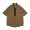 Camisa de Manga Corta con Corbata Estilo Universitario para Niños, Ambiente Casual Holgado, Moda Urbana, Camisa de Cuello, Diseño de Verano