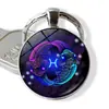 Chaveiro de Cristal Exquisito Luminoso Lado Único Doze Constelações Virgem Bola de Cristal Leão Chaveiro