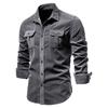 Camisa de negocios básica de pana japonesa de algodón de otoño para hombre, camisa informal ajustada, chaqueta nueva de manga larga para hombre
