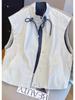 Chal con Cordón y Cuello Alto Rayado para Mujer 2025 Principios de Otoño Estilo Chaqueta sin Mangas Suelta Casual para Superponer Tendencia