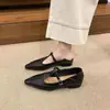 Nueva Colección Primavera/Otoño 2026: Zapatos Mary Jane de Cuero Suave con Punta Aguda y Tira en T, Tacón Bajo, Antideslizantes, de Moda