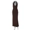 Ropa de Mujer Popular de Europa y América 2026 Otoño Nueva Moda Patchwork de Encaje Sexy con Cordones Vestido con Escote en U Espalda Descubierta Mujer