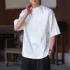 Camiseta de verão masculina em seda gelada estampada estilo retrô, modelagem solta, manga curta, com estampa de dragão, fina e fresca, em novo estilo chinês