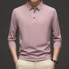 Camiseta Masculina de Manga Longa Live Hot Nova para Primavera e Outono Jovem Masculino High-end Business Casual Polo Contrastante