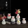Jarrón Pequeño de Porcelana Blanca Hecho a Mano Arreglo Floral Dispositivo Hidropónico para Flores Jarrón Bolsa de la Suerte Calabaza Decoraciones de Escritorio para Sala de Estar Adornos