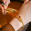 Tienda de Oro Mismo Estilo Oro Arena Rojo Circonita Brillante Pulsera de Serpiente Pulsera Articulada con Forma de Serpiente Sólida Joyería Sencilla de Moda