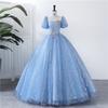 Vestido Azul 2026 Novo Modelo Exame de Arte para Estudantes Apresentação Solo Vocal Banquete Apresentação de Piano Reunião Anual Vestido Tutu